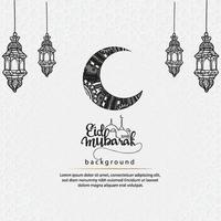 happy eid mubarak and eid al fitr greeting card vector