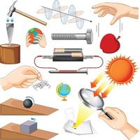 Science experiments with many equipments vector