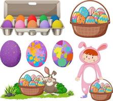 Easter theme with bunny and eggs vector