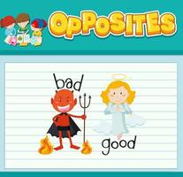 Education word card of English opposites word vector