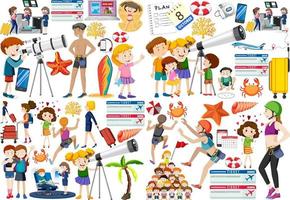 Set of cartoon character and object for travel vector