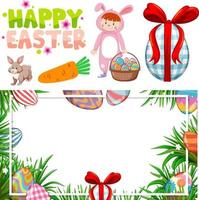 Easter theme with bunny and eggs vector