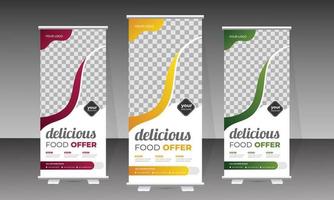 Food roll up banner design vector