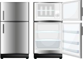 Empty refrigerator with opened door vector