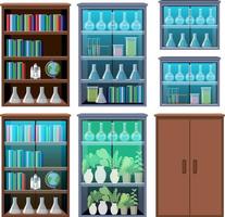 Set of different science shelves vector