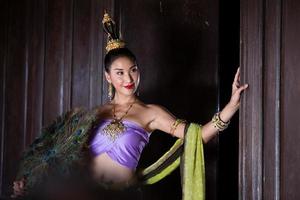 Thai costume dress beautiful women, costume thai style in thailand photo