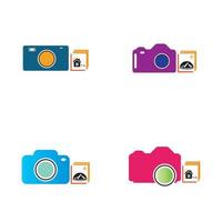 Camera with photo icon vector background