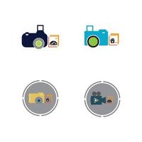 Camera with photo icon vector background