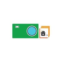 Camera with photo icon vector background