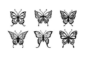 conjunto de mariposas de arte lineal, mariposas de ilustración monocromática