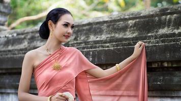 Thai costume dress beautiful women, costume thai style in thailand photo