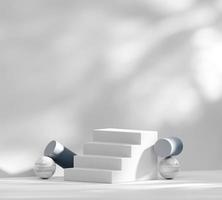 Abstract Minimal Modern White Podium Platform For Product Display Showcase 3D Rendering photo