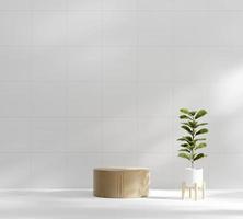 Abstract Minimal Modern Platform Podium with Plant Product Presentation and Showcase Background 3D Rendering photo