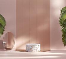 Abstract Minimal Modern Platform Podium with Plant Product Presentation and Showcase Background 3D Rendering photo