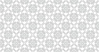 Abstract seamless pattern. Arabic line ornament with geometric shapes. Linear floral ornamental texture. Artistic backdrop in arab orient textile style. vector