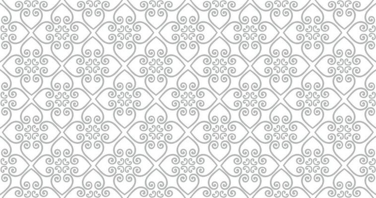 Abstract seamless pattern. Arabic line ornament with geometric shapes. Linear floral ornamental texture. Artistic backdrop in arab orient textile style.