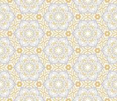 Abstract fractal eamless pattern. Arabic line ornament with star floral mandala shapes. vector