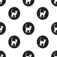 White cat. Seamless pattern with polka dot. vector