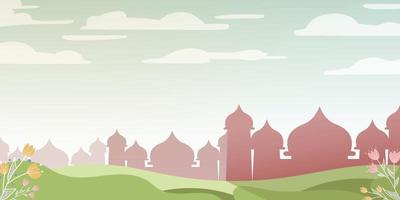 Islamic Landscape Banner Background Illustration vector