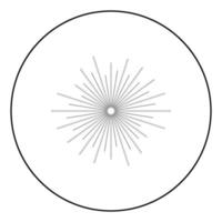 Sun rays Sunbeam concept icon in circle round outline black color vector illustration flat style image