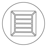 Crate for cargo transportation Wooden box Container icon in circle round outline black color vector illustration flat style image