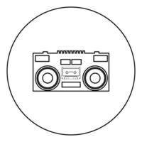 grabadora de cassette icono de música estéreo móvil en círculo contorno redondo color negro vector ilustración imagen de estilo plano