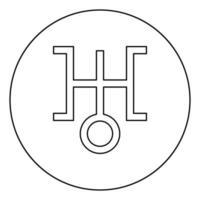 Symbol uranus icon in circle round outline black color vector illustration flat style image