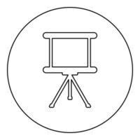 Board for presentations business screen billboard projector roller icon in circle round black color vector illustration image outline contour line thin style