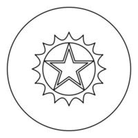 Star in circle with sharp edges icon in circle round black color vector illustration image outline contour line thin style