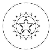 Star in circle with sharp edges icon in circle round black color vector illustration image outline contour line thin style