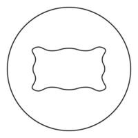 Rectangular banner layout wave shape frame application poster Blank mockup Empty template icon in circle round black color vector illustration solid outline style image