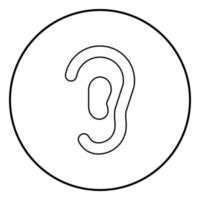 Ear icon black color in circle round vector