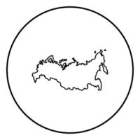 Map of Russian icon black color in circle round vector