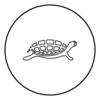 Turtle tortoise icon black color illustration in circle round vector