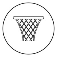 Basketball basket Streetball net basket icon black color illustration in circle round vector
