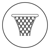 canasta de baloncesto icono de canasta de red de streetball ilustración de color negro en círculo redondo vector