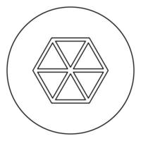 Abstract cube shape Hexagon box icon in circle round outline black color vector illustration flat style image