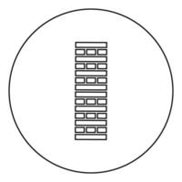 bloques de pilares de ladrillo en juego de pila para el hogar juegos de mesa de ocio para adultos y niños icono de bloque de madera en círculo contorno redondo color negro ilustración vectorial imagen de estilo plano vector
