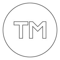 TM letter trademark icon in circle round outline black color vector illustration flat style image