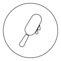 Popsicle Ice lolly Ice cream on stick icon in circle round black color vector illustration solid outline style image