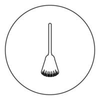 Broom Besom made from twigs Tool for cleaning Sweep concept Panicle Halloween accessory icon in circle round black color vector illustration solid outline style image