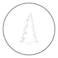 Fir spruce icon in circle round black color vector illustration solid outline style image