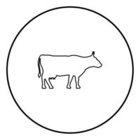 Cow icon set in circle outline vector