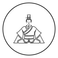 Emperor of China icon black in circle outline vector