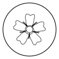 flor sakura icono color negro en círculo redondo vector