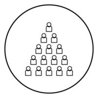 People pyramid icon black color in circle round vector