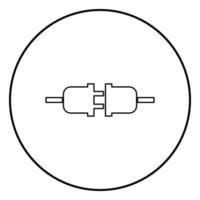 Socket and plug icon black color in circle round vector