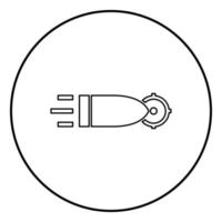 Bullet flying to target icon black color in circle round vector