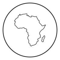 mapa de áfrica icono color negro en círculo redondo vector