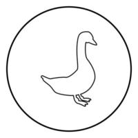 Goose icon black color in circle round vector